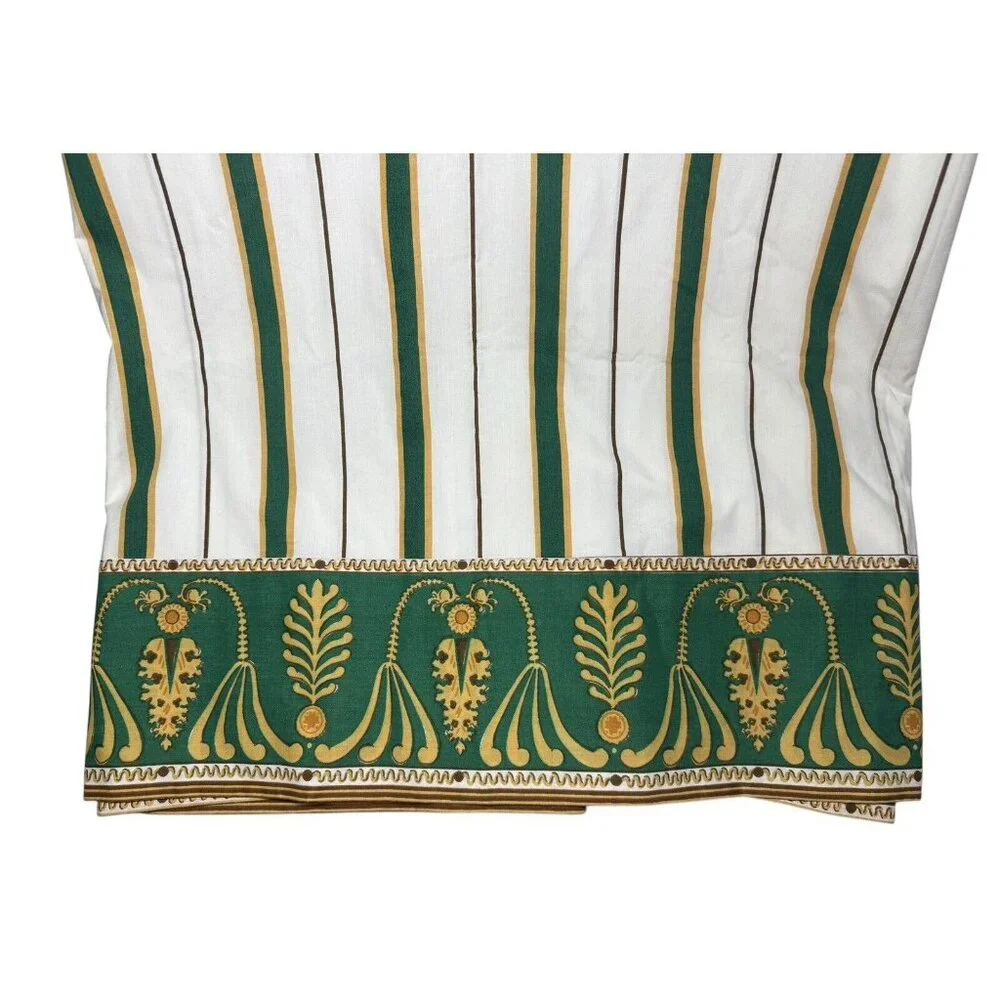 Yves Saint Laurent Queen Flat Sheet YSL Vintage 1977 Green Stripe Regal Bedding